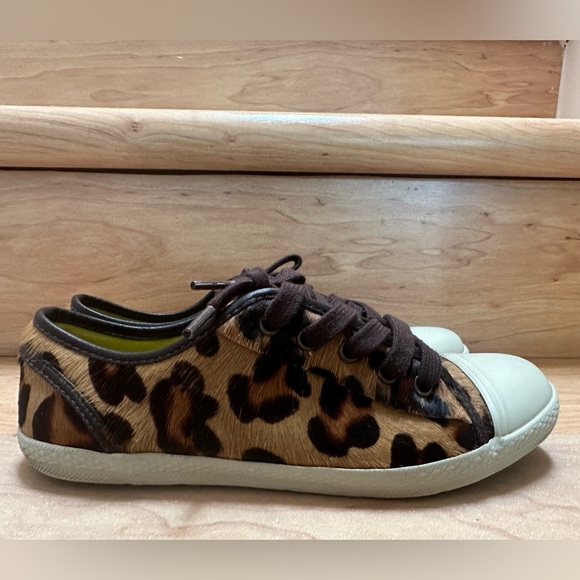 Boden Leopard Print Leather Tennis Trainers Sneakers Size 8 - Picture 4 of 7